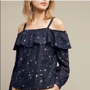Anthropologie Floreat Star Cold Shoulder Top SZ M